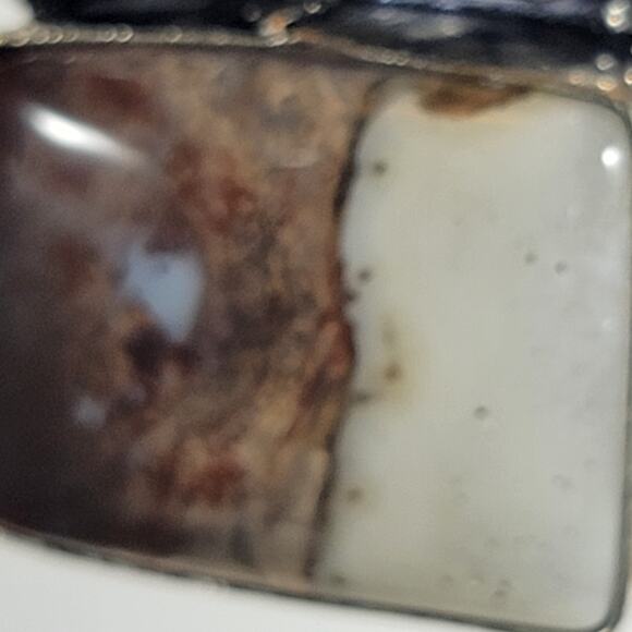 Handmade Silver Pendant With Fossil Coral, Pearl & Rare Petrified Wood Gemstones - Picture 4 of 10